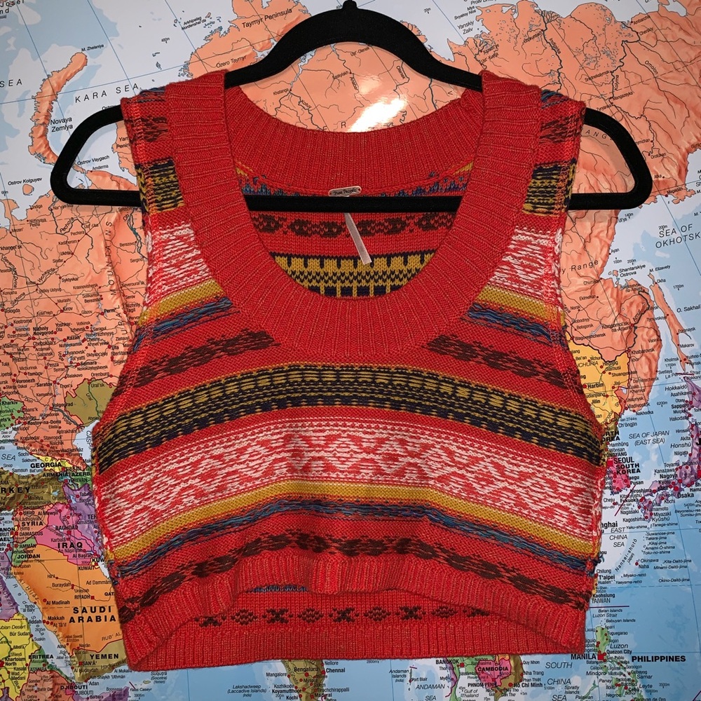 inside-out, sleeveless cropped free people sweater